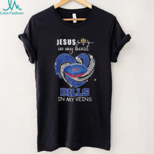 Buffalo Bills In My Veins Jesus In My Heart Rhinestone Style T Shirt