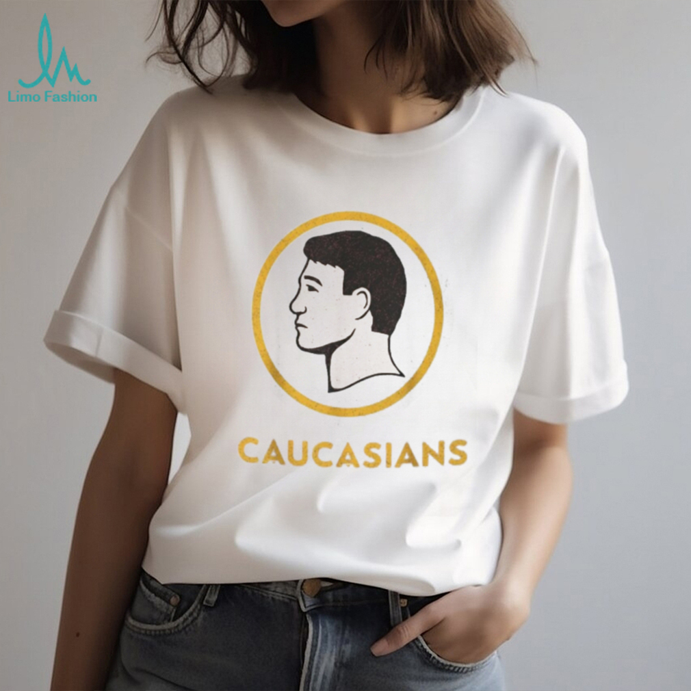 Caucasians Parody Logo Sports Satire White Graphic T Shirt Caucasians Parody Logo Sports Satire White Graphic T Shirt