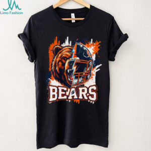 Chicago Bears Football Half Grizzly Half Helmet Lightning Bolt T Shirt