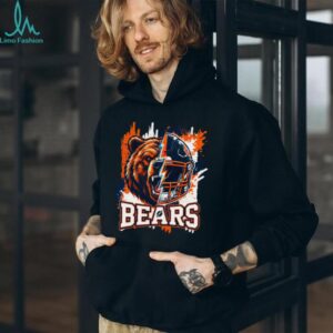 Chicago Bears Football Half Grizzly Half Helmet Lightning Bolt T Shirt