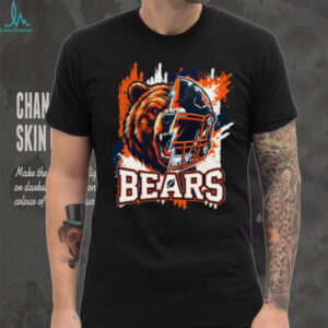 Chicago Bears Football Half Grizzly Half Helmet Lightning Bolt T Shirt