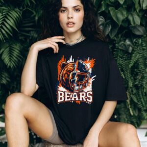 Chicago Bears Football Half Grizzly Half Helmet Lightning Bolt T Shirt