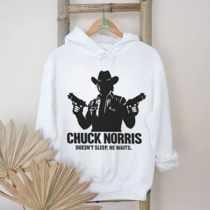 Chuck Norris Doesn't Sleep He Waits Dual Pistols Silhouette Shirt