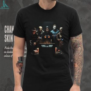 Classic Horror Movie Villains Playing Video Games Funny T Shirt