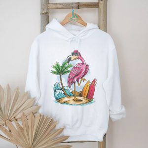 Cool Flamingo Surfer Beach Island Tropical Summer T shirt