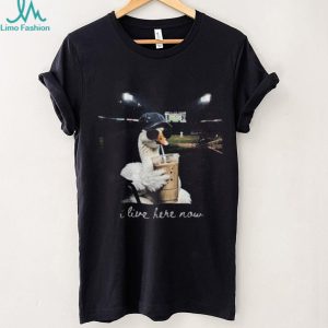 Cool Goose Drinking Iced Coffee at Baseball Stadium T Shirt
