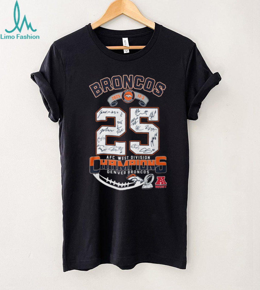 Denver Broncos 2025 AFC West Division Champions Signatures T Shirt Denver Broncos 2025 AFC West Division Champions Signatures T Shirt