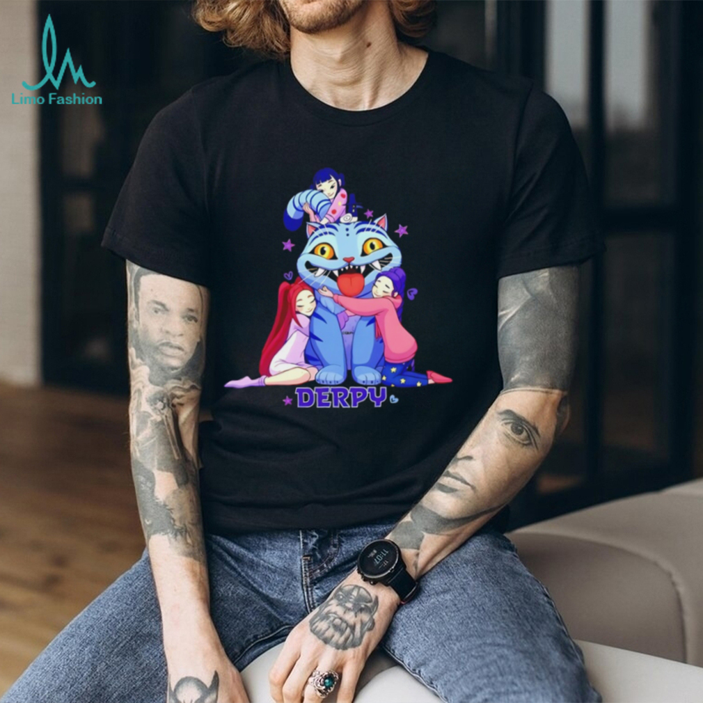 Derpy Cat Anime Girls Hugging Kawaii Graphic T Shirt Derpy Cat Anime Girls Hugging Kawaii Graphic T Shirt