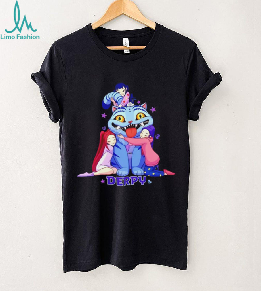 Derpy Cat Anime Girls Hugging Kawaii Graphic T Shirt Derpy Cat Anime Girls Hugging Kawaii Graphic T Shirt