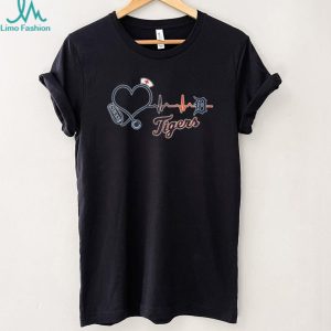 Detroit Tigers Heartbeat Stethoscope Nurse Baseball Fan T Shirt