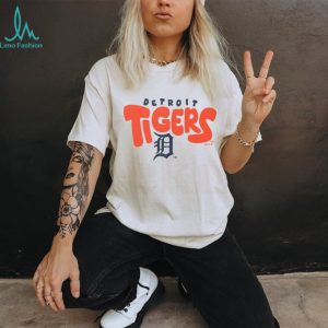 Detroit Tigers Retro Bubble Font Oatmeal Heather T shirt