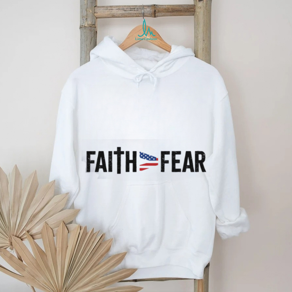Faith Over Fear Christian Cross & American Flag Ribbon T Shirt Faith Over Fear Christian Cross & American Flag Ribbon T Shirt