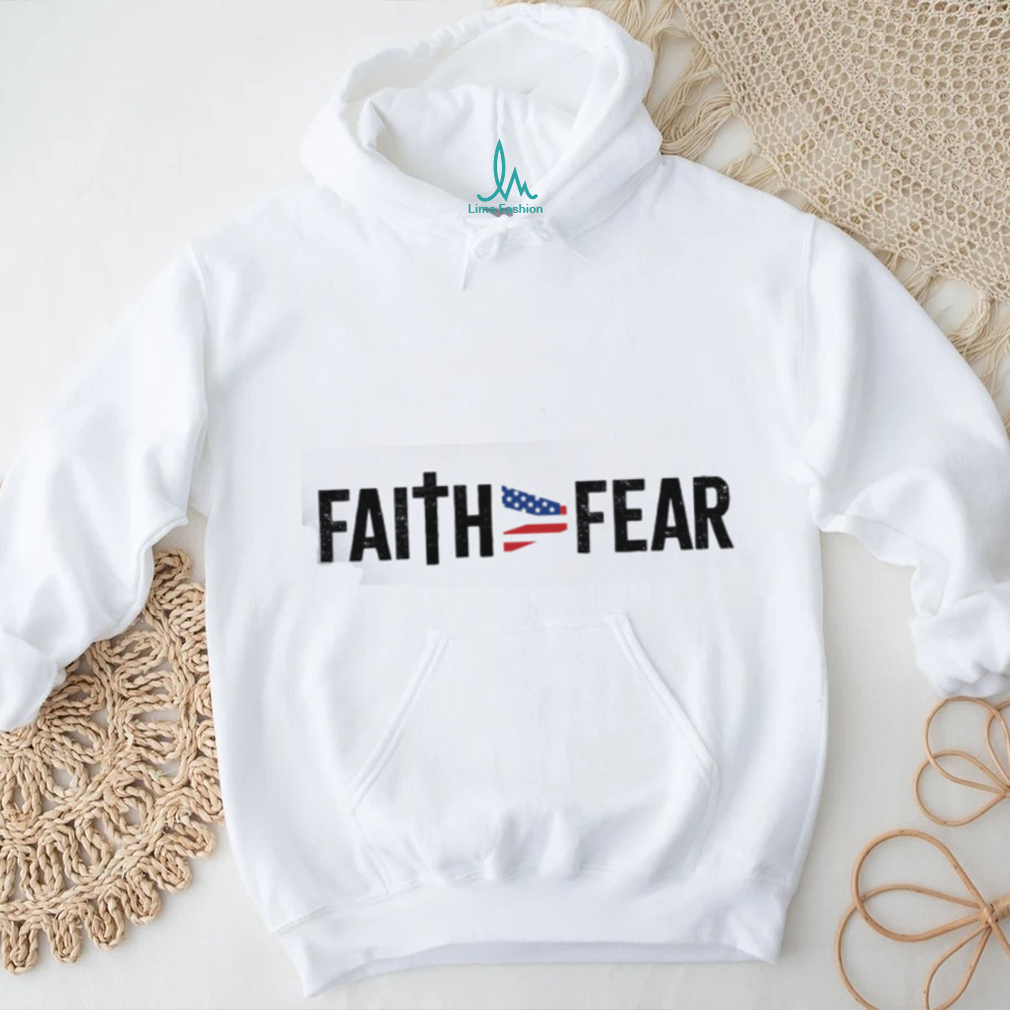 Faith Over Fear Christian Cross & American Flag Ribbon T Shirt Faith Over Fear Christian Cross & American Flag Ribbon T Shirt