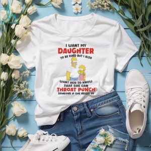 Funny Father Daughter Throat Punch Quote Cartoon T Shirt