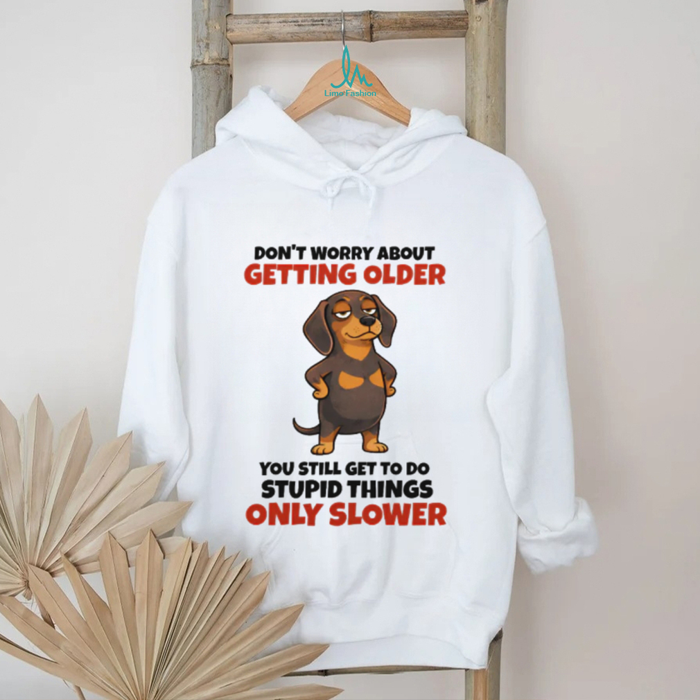Funny Getting Older Dachshund “Stupid Things Slower” T Shirt Funny Getting Older Dachshund “Stupid Things Slower” T Shirt
