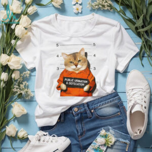 Funny Orange Cat Mugshot T Shirt Public Urination and Defecation Design