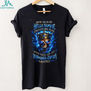 German Blue Fire Skull “Willkommen Zurück Meister” Biker T Shirt
