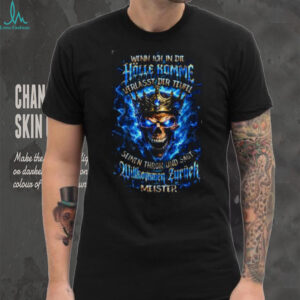 German Blue Fire Skull “Willkommen Zurück Meister” Biker T Shirt