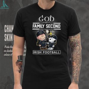 God First Family Second Notre Dame Irish Football Peanuts Snoopy T Shirt