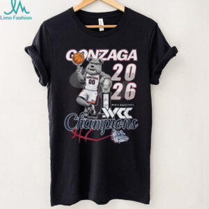 Gonzaga Bulldogs 2026 WCC Basketball Champions Mascot Trophy Graphic T Shirt