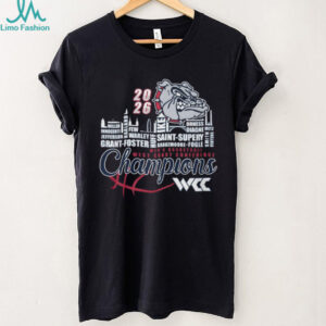 Gonzaga Bulldogs 2026 WCC Men's Basketball Champions Roster Graphic T Shirt