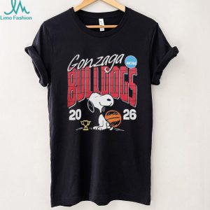 Gonzaga Bulldogs Snoopy 2026 NCAA Tournament Black T shirt