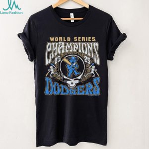 Grateful Dead x LA Dodgers 2025 World Series Champions Steal Your Face Black T shirt