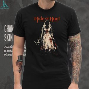 “Hide or Hunt” Horror Movie Inspired Blood Splatter Bride T Shirt