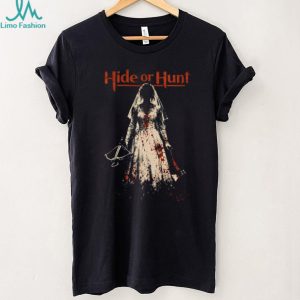 “Hide or Hunt” Horror Movie Inspired Blood Splatter Bride T Shirt