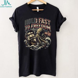 Hold Fast To Freedom Octopus & American Flag Nautical Patriot T Shirt