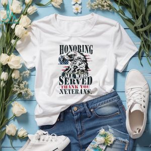 Honoring All Who Served American Flag Eagle Veterans Day T Shirt