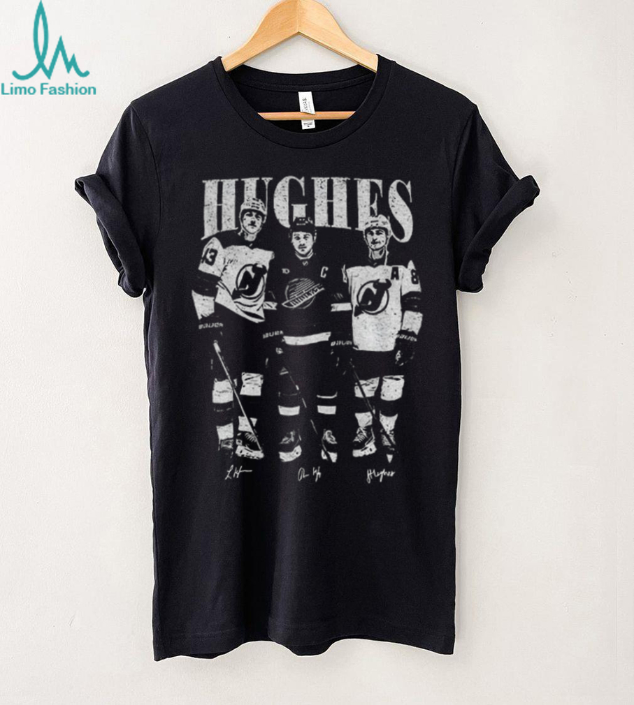 Hughes Brothers New Jersey Devils Vintage Graphic Hockey T Shirt Hughes Brothers New Jersey Devils Vintage Graphic Hockey T Shirt