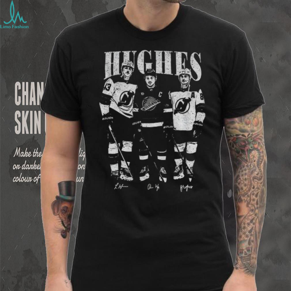 Hughes Brothers New Jersey Devils Vintage Graphic Hockey T Shirt Hughes Brothers New Jersey Devils Vintage Graphic Hockey T Shirt