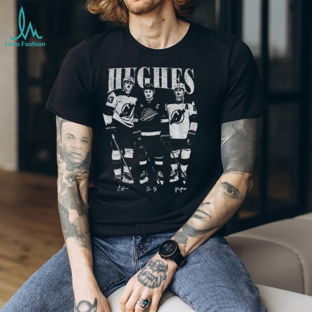 Hughes Brothers New Jersey Devils Vintage Graphic Hockey T Shirt Hughes Brothers New Jersey Devils Vintage Graphic Hockey T Shirt