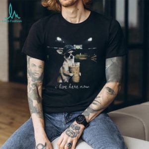 I Live Here Now Funny Chihuahua At Baseball Stadium Iced Coffee T Shirt