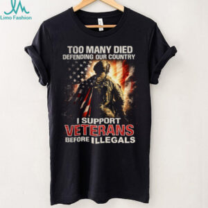 I Support Veterans Before Illegals American Flag Soldier T Shirt