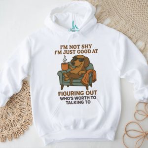 “I’m Not Shy” Cool Dachshund with Sunglasses and Coffee T Shirt “I’m Not Shy” Cool Dachshund with Sunglasses and Coffee T Shirt