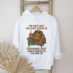“I'm Not Shy” Cool Dachshund with Sunglasses and Coffee T Shirt