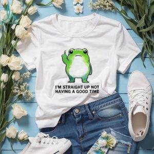 I'm Straight Up Not Having A Good Time Funny Frog Middle Finger T Shirt (2)