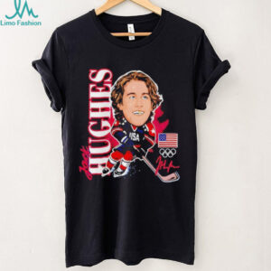 Jack Hughes USA Olympic Hockey Caricature Signature T Shirt