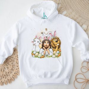 Jesus Easter Bunny Lamb and Lion Religious T Shirt