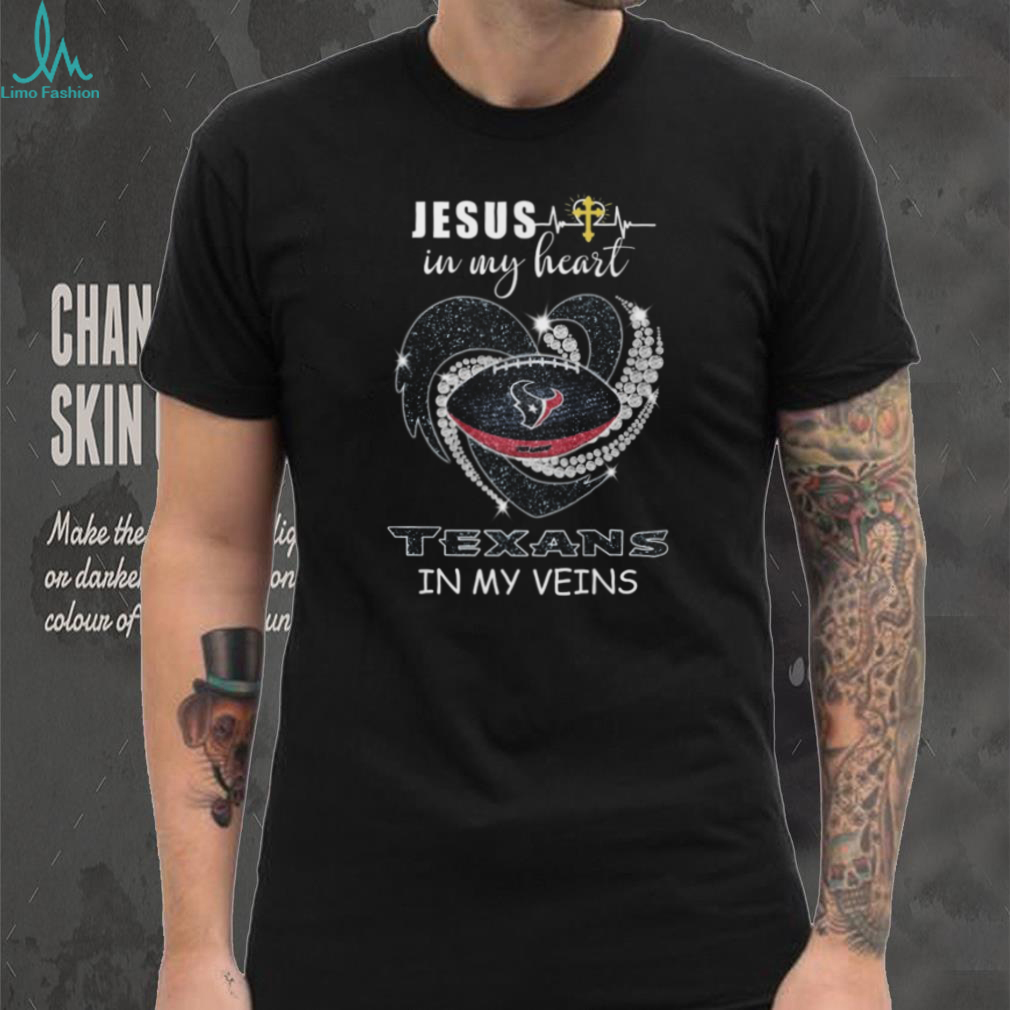 Jesus In My Heart Texans In My Veins Houston Football Faith Glitter Heart T Shirt Jesus In My Heart Texans In My Veins Houston Football Faith Glitter Heart T Shirt
