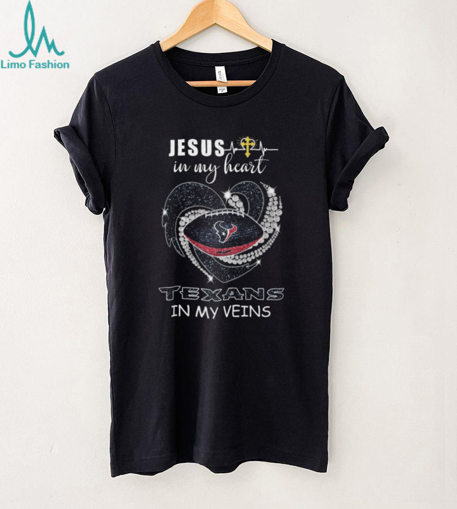 Jesus In My Heart Texans In My Veins Houston Football Faith Glitter Heart T Shirt Jesus In My Heart Texans In My Veins Houston Football Faith Glitter Heart T Shirt