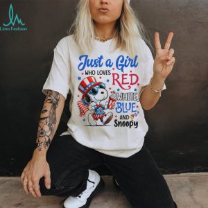 Just A Girl Who Loves Red White Blue and Snoopy Patriotic T Shirt
