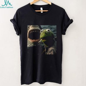 Kermit the Frog Shark Parody Smoking Funny Meme Graphic Tee