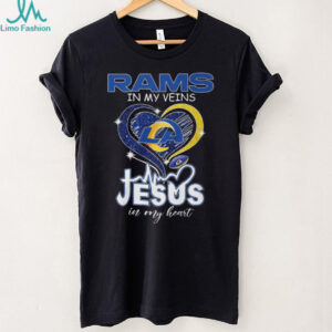 LA Rams In My Veins Jesus In My Heart Heartbeat Graphic T Shirt