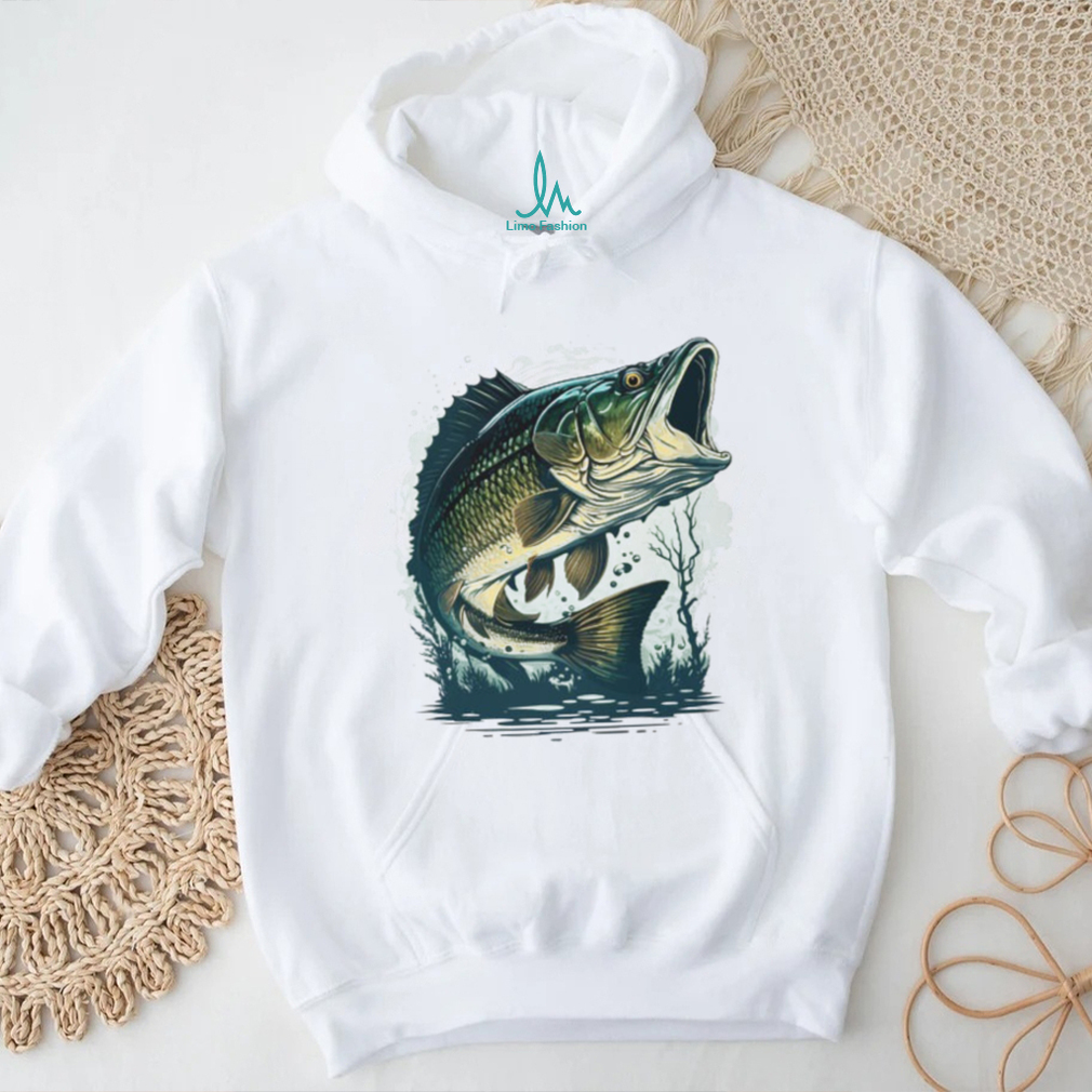 Largemouth Bass Fishing Jumping Out of Water Illustration T shirt Largemouth Bass Fishing Jumping Out of Water Illustration T shirt