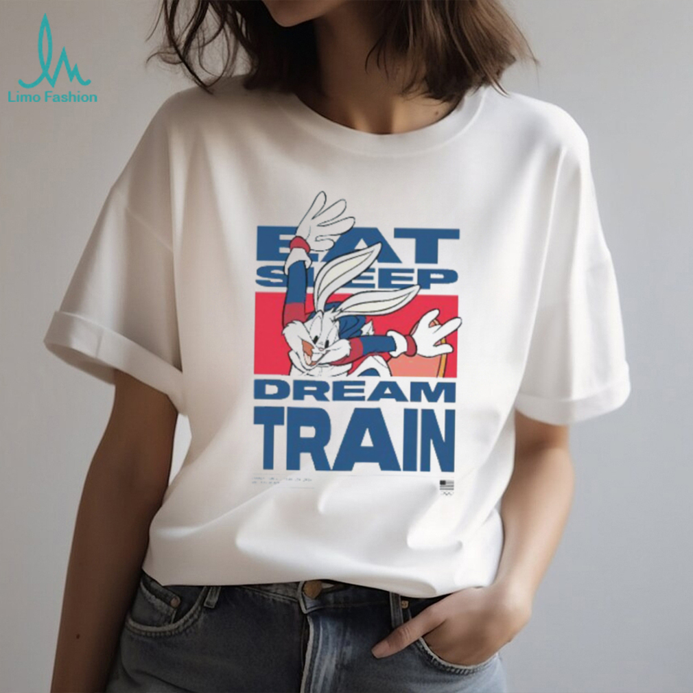 Looney Tunes Bugs Bunny “Eat Sleep Dream Train” Team USA White T Shirt Looney Tunes Bugs Bunny “Eat Sleep Dream Train” Team USA White T Shirt