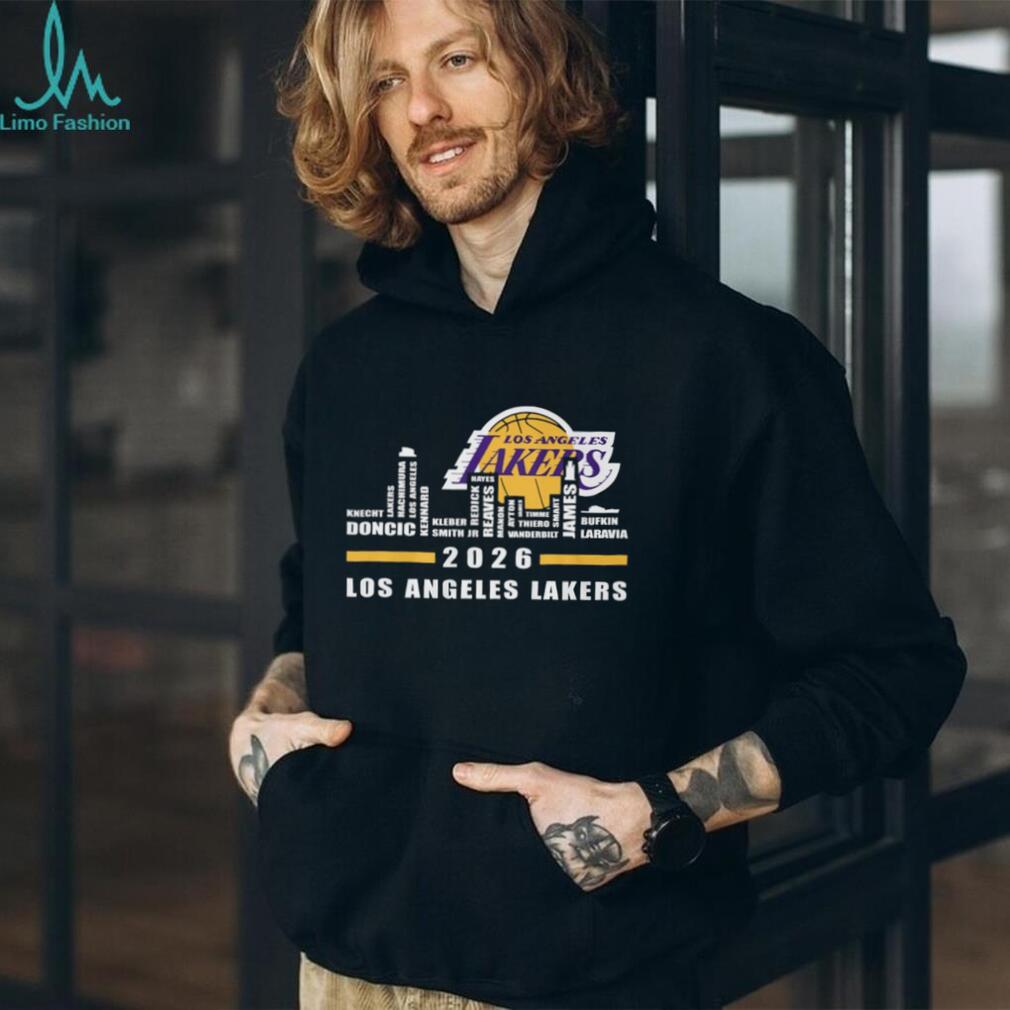 Los Angeles Lakers 2026 Roster Skyline Word Art Basketball T Shirt Los Angeles Lakers 2026 Roster Skyline Word Art Basketball T Shirt