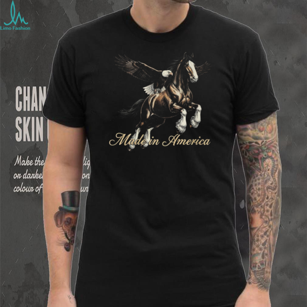 Made In America Majestic Horse and Bald Eagle Graphic T Shirt Made In America Majestic Horse and Bald Eagle Graphic T Shirt